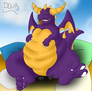 Fat Spyro like dragon. darkdeathgrace. purpletophatter. 