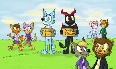 [commission] Single Fox & Dragon
